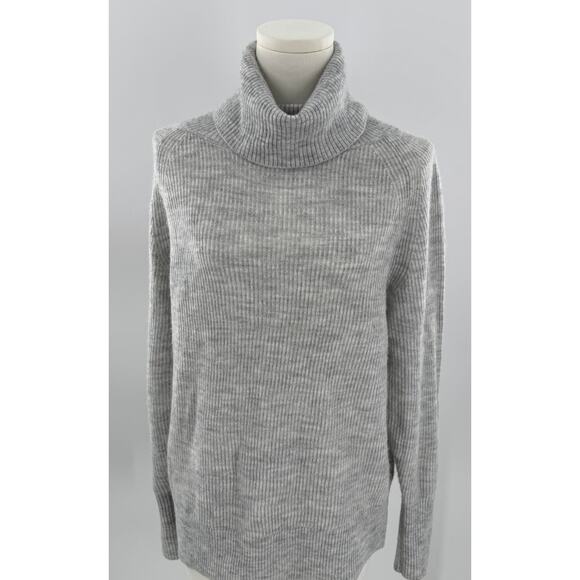 Quince Gray Wool Alpaca Cowl Neck Sweater Pullover Knit Turtleneck Jumper Large - Picture 1 of 7